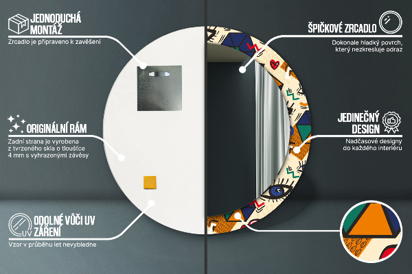 Specchio tondo stampato Stile pop art