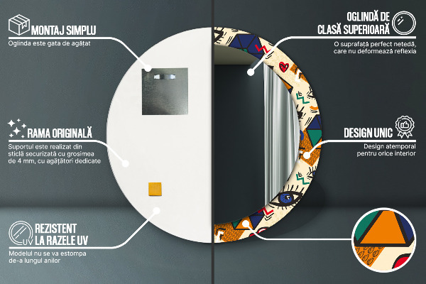 Specchio tondo stampato Stile pop art