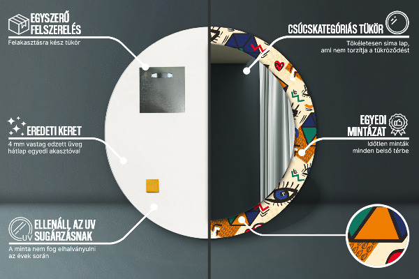 Specchio tondo stampato Stile pop art