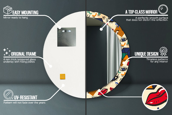 Specchio tondo stampato Stile pop art