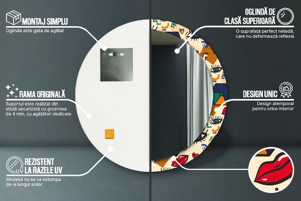 Specchio tondo stampato Stile pop art