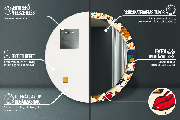 Specchio tondo stampato Stile pop art