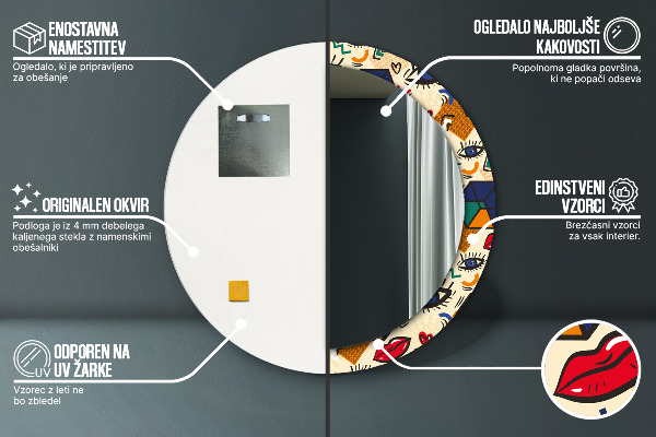 Specchio tondo stampato Stile pop art