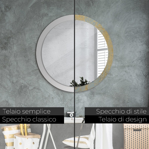 Specchio tondo stampato Texture in lamina d'oro