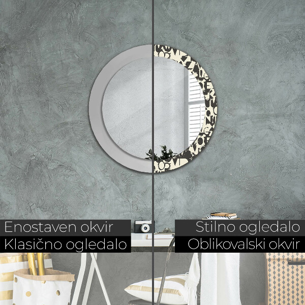 Specchio tondo stampato Tipografia astratta