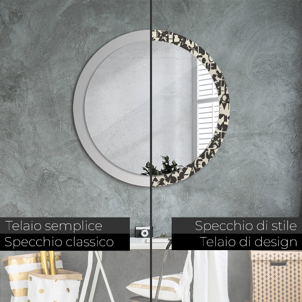 Specchio tondo stampato Tipografia astratta
