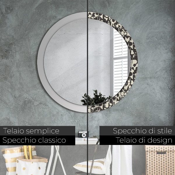 Specchio tondo stampato Tipografia astratta