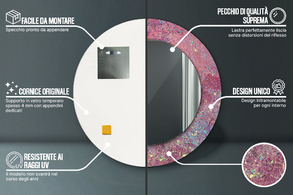 Specchio tondo stampato Festival del colore