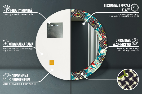 Specchio tondo stampato Modello di fiori retrò