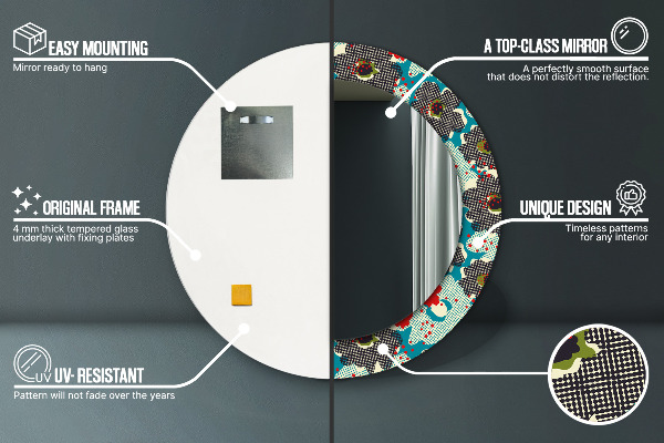 Specchio tondo stampato Modello di fiori retrò
