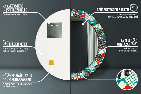 Specchio tondo stampato Modello di fiori retrò