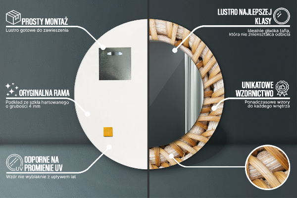 Specchio tondo decoro Treccia naturale