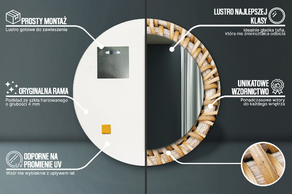 Specchio tondo decoro Treccia naturale