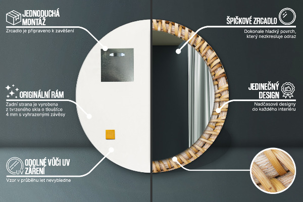 Specchio tondo decoro Treccia naturale
