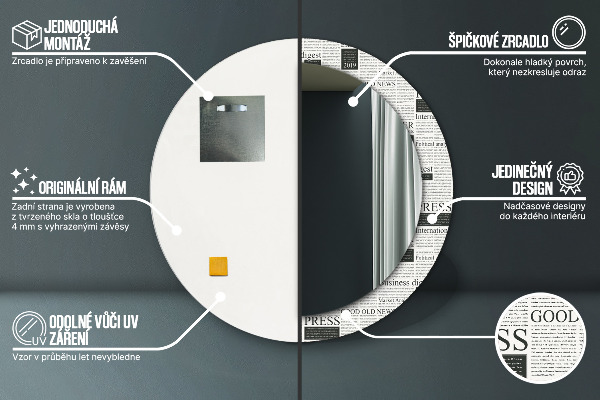 Specchio tondo stampato Modello dai giornali