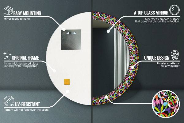 Specchio tondo stampato Pattern di mandala psichedelica