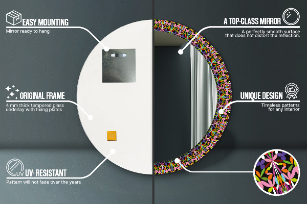 Specchio tondo stampato Pattern di mandala psichedelica