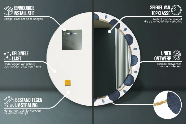 Specchio tondo stampato Moon Mandala