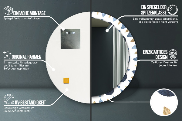 Specchio tondo stampato Moon Mandala
