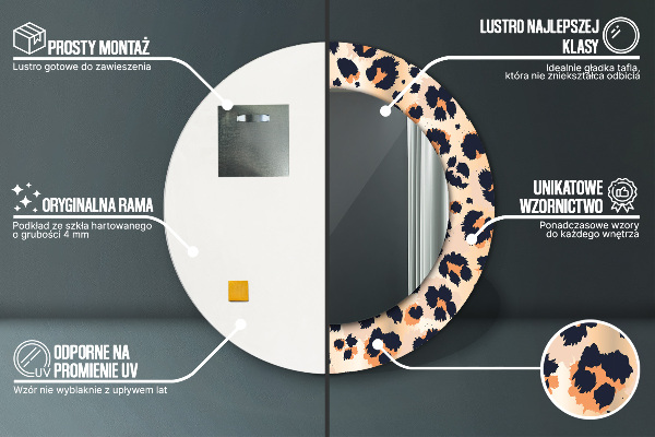 Specchio tondo stampato Pattern selvatico