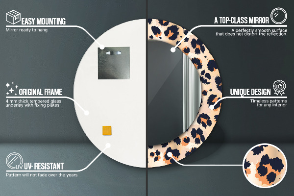 Specchio tondo stampato Pattern selvatico