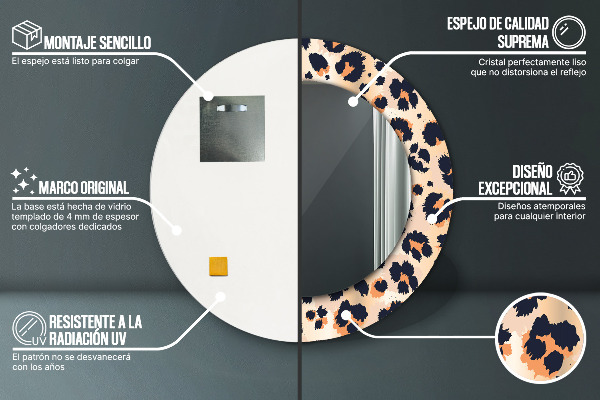 Specchio tondo stampato Pattern selvatico