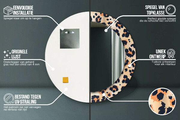 Specchio tondo stampato Pattern selvatico