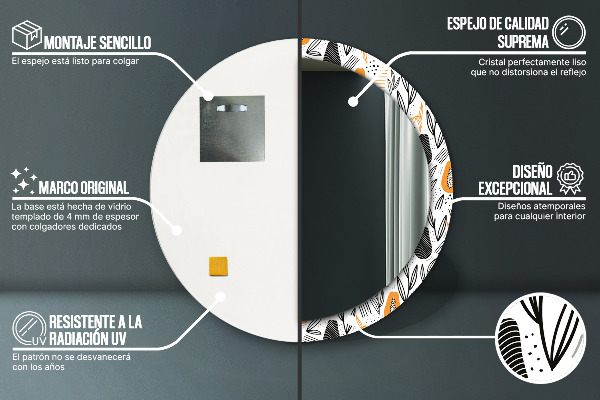 Specchio tondo stampato Papai papai