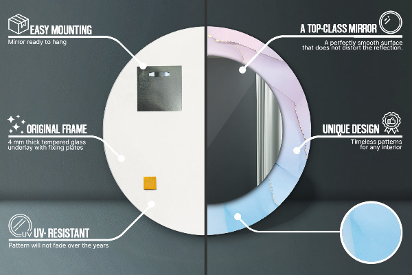 Specchio tondo stampato Texture di marmo moderna