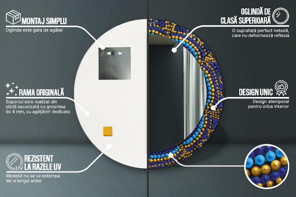Specchio tondo stampato Composizione decorativa