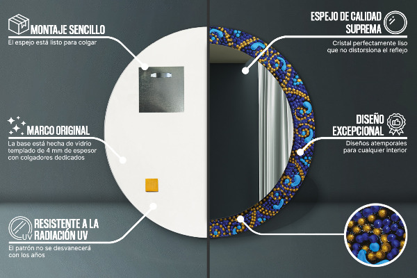 Specchio tondo stampato Composizione decorativa