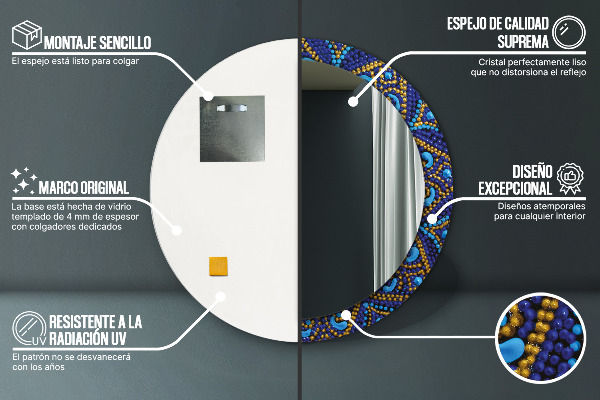 Specchio tondo stampato Composizione decorativa