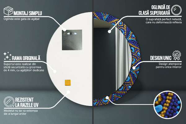 Specchio tondo stampato Composizione decorativa