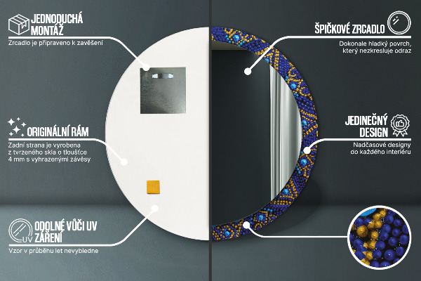 Specchio tondo stampato Composizione decorativa