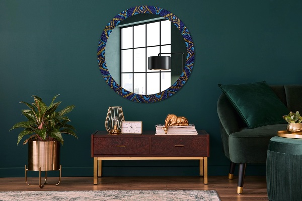 Specchio tondo stampato Composizione decorativa