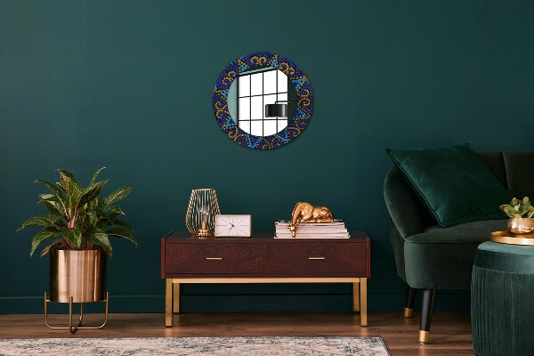 Specchio tondo stampato Composizione decorativa