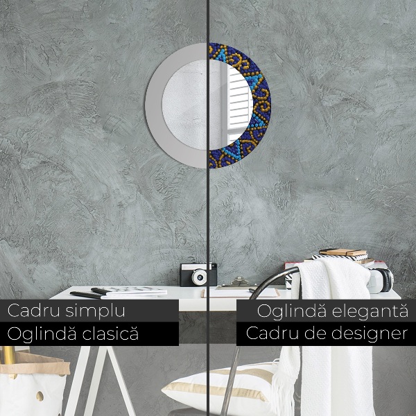 Specchio tondo stampato Composizione decorativa
