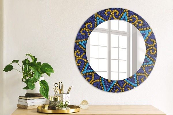 Specchio tondo stampato Composizione decorativa