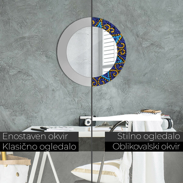 Specchio tondo stampato Composizione decorativa