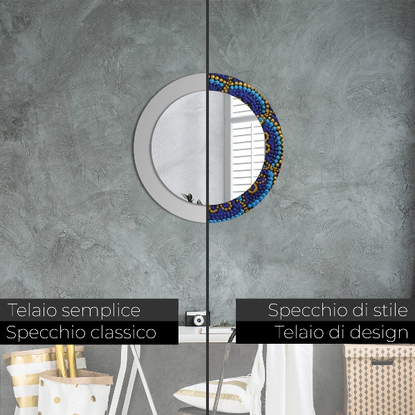 Specchio tondo stampato Composizione decorativa