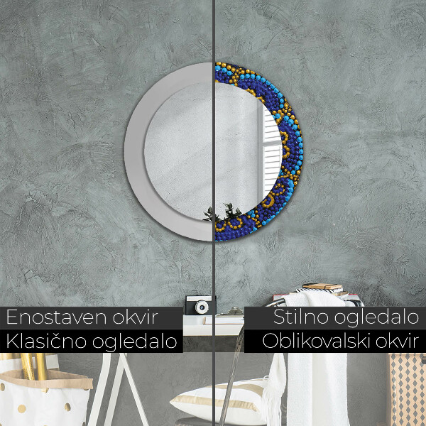 Specchio tondo stampato Composizione decorativa