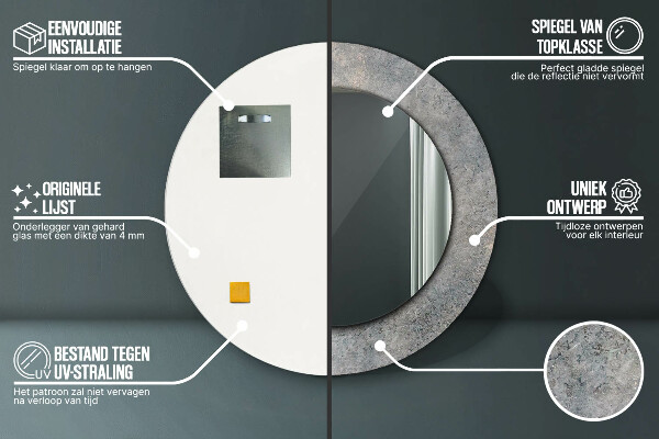 Specchio tondo stampato Cemento vintage