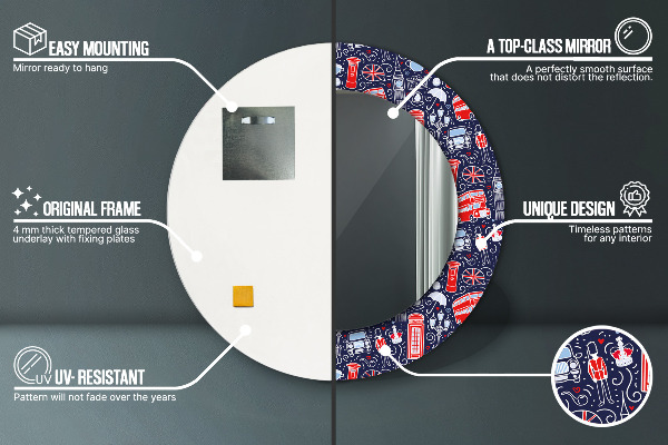 Specchio tondo stampato Simbolo di Londra