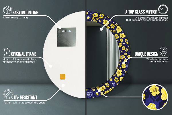 Specchio tondo stampato Dolci fiori piccoli