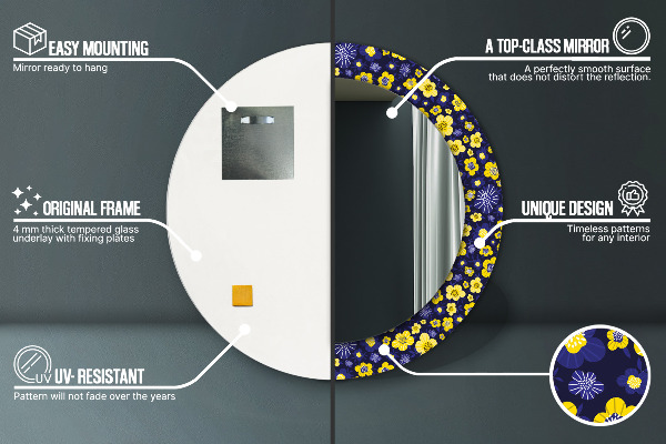 Specchio tondo stampato Dolci fiori piccoli