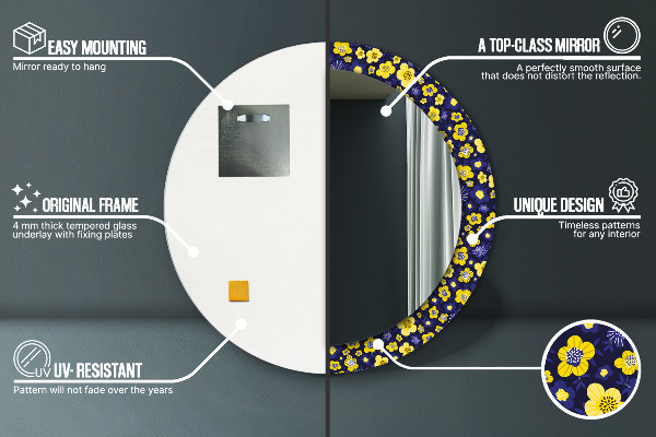 Specchio tondo stampato Dolci fiori piccoli