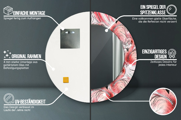 Specchio tondo stampato Pattern fiammeggiante