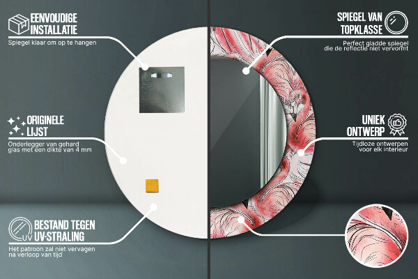 Specchio tondo stampato Pattern fiammeggiante