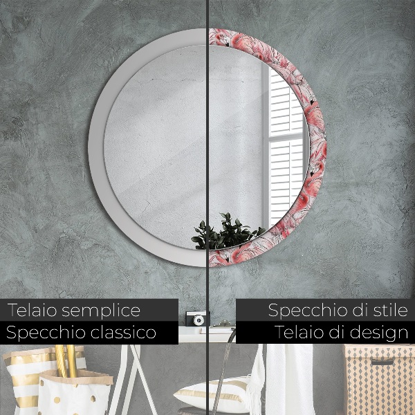 Specchio tondo stampato Pattern fiammeggiante