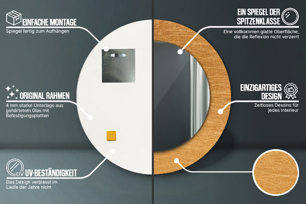 Specchio tondo stampato Superficie metallica